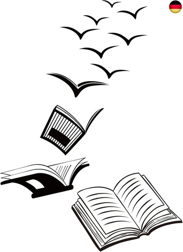 Wandtattoo buch mit vogel - wandtattoo,